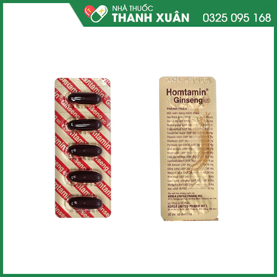 Homtamin Ginseng thuốc bổ bổ sung vitamin, muối khoáng giúp giảm mệt mỏi
